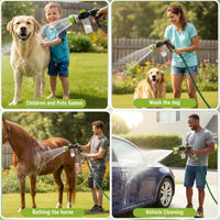 Dog Shower Attachment with Soap Dispenser for Pet Wash, 10-Function Garden Hose Sprayer Nozzle for Pet Bath, Make Washing Easy, ONE-HANDED EASY OPERATION