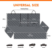 Dog Car Cover for Back Seat Pet Car Seat Cover Protector | Waterproof Rear Seat Cover Nonslip Bench Car Seat Cover Fits Middle Armrest for Most Cars Trucks Suvs (53” Width) - Gray
