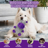 Dog Squeaky Toys, Plush Dog Toys for Large Dogs, Tough Stuffed Animals Hippo Chew Toy, Crinkle Dog Toy to Keep Them Busy for Small Medium Large Breed, Pet Toys for Dogs