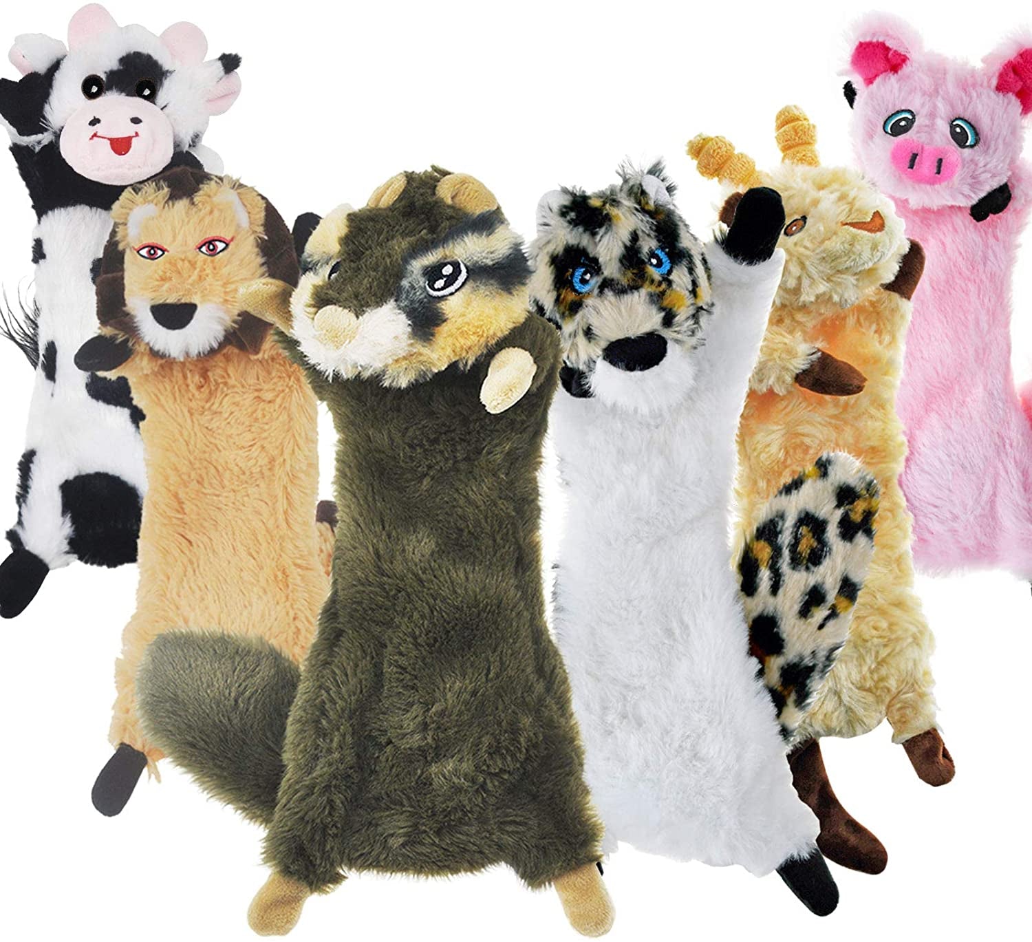 Dog Squeaky Toy No Stuffing 6 Pack, Dog Toys Crinkle for Puppy | for Small Puppy, Durable Chew Plush Cute Animals Natural for Teething Pet