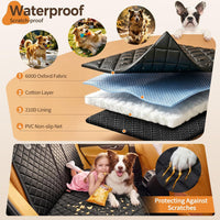Pet Car Seat Cover Back Seat Cover for Dogs (57" Width) - Black | Waterproof Dog Car Seat Protector Scratchproof Durable Rear Seat Cover Fits Middle Armrest for Cars Suvs Truck