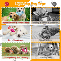 Dog Toys Squeak, Tough Plush Puppy Chew Toy for Aggressive Chewers | 5 Pack Durable Plush Puppy Chew Toys for Teething, Stuffed Dog Toy for Large Medium Small Breed to Keep Them Busy