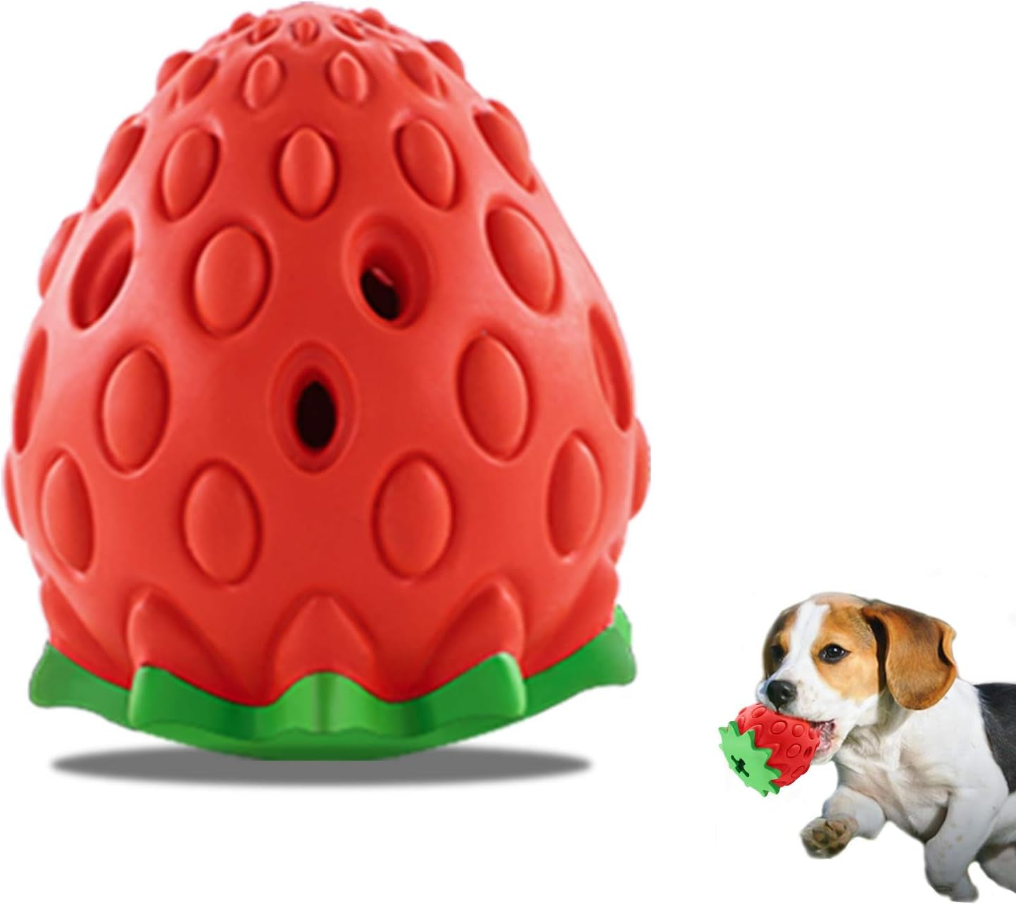 Strawberry Flavor Chew Toy for Aggressive Chewers, Dog Toothbrush Toy, Interactive Dog Toy for Small Medium Dogs