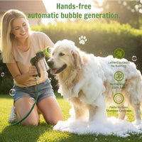 Dog Shower Attachment with Soap Dispenser for Pet Wash, 10-Function Garden Hose Sprayer Nozzle for Pet Bath, Make Washing Easy, ONE-HANDED EASY OPERATION