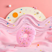 Pink Donut Shape Dog Toys,Plush Pet Toy Sprinkled Donut Dog Chew Toy,No Stuffing Squeaky Plush Toy, Animal Play Toys