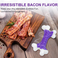 Indestructible Dog Toys for Aggressive Chewers: Bacon Flavored Hard Nylon Bone Chew Toys, Tough Dog Chew Toys for Large Dogs, Dog Toys to Keep Them Busy for Medium Large Breed, Purple