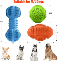 Dog Chew Toys 3 Pack for Aggressive Chewers, Multifunctional Teeth Cleaning and Gum Massage, Tough Toys with Natural Rubber for Large and Medium Dog