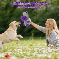 Dog Squeaky Toys, Plush Dog Toys for Large Dogs, Tough Stuffed Animals Hippo Chew Toy, Crinkle Dog Toy to Keep Them Busy for Small Medium Large Breed, Pet Toys for Dogs