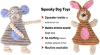 No Stuffing Dog Toys with Squeaker, Durable Dog Chew Toys, Small Dogs & Puppies, Rabbit & Elephant