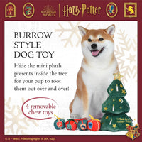 14" Holiday Tree Burrow Dog Toy with Plush Squeaker Hogwarts House Presents | Dog Toys for Pets, Plush Dog Toy, Dog Squeaky Toy, Toys for Dogs