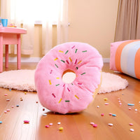 Pink Donut Shape Dog Toys,Plush Pet Toy Sprinkled Donut Dog Chew Toy,No Stuffing Squeaky Plush Toy, Animal Play Toys