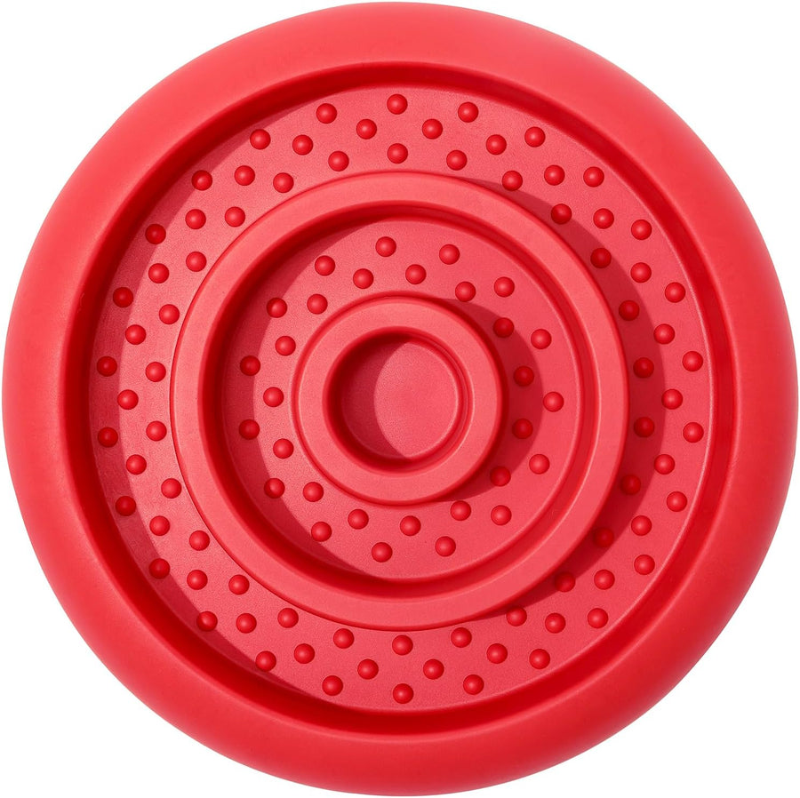Slow Feeder Lick Mat for Dogs - Keep Them Busy - Natural Rubber Dog Frozen Treat Toys - Durable Interactive Enrichment Toys - Licking Dish for Dog De-Stressing, Red