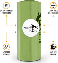 Extra Thick, Leak-Proof Dog Waste Bags - Lavender-Scented, Eco-Friendly, Easy-Tear, Strong Doggy Bags for Poop