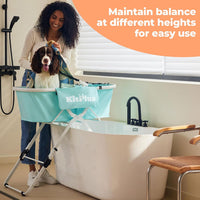 Portable Dog Bathtub, 5 Height Adjustable Dog Washing Station for Pet Shower and Grooming Foldable Bathing Tub with Storage & Anti-Slip Design for Small Large Dogs
