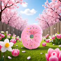 Pink Donut Shape Dog Toys,Plush Pet Toy Sprinkled Donut Dog Chew Toy,No Stuffing Squeaky Plush Toy, Animal Play Toys