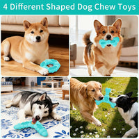 Natural Rubber Dog Chew Toys 4 Pack Tough Dog Toys for Aggressive Chewers