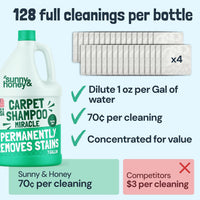 Carpet Cleaner Shampoo Solution for Machines, 1 Gal Mint | USA Made - Stain and Odor Eliminator - Cleans Carpets and Upholstery - for Upright and Spot Cleaners - Concentrated Formula