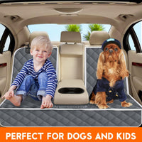 Dog Car Cover for Back Seat Pet Car Seat Cover Protector | Waterproof Rear Seat Cover Nonslip Bench Car Seat Cover Fits Middle Armrest for Most Cars Trucks Suvs (53” Width) - Gray