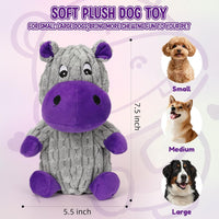 Dog Squeaky Toys, Plush Dog Toys for Large Dogs, Tough Stuffed Animals Hippo Chew Toy, Crinkle Dog Toy to Keep Them Busy for Small Medium Large Breed, Pet Toys for Dogs