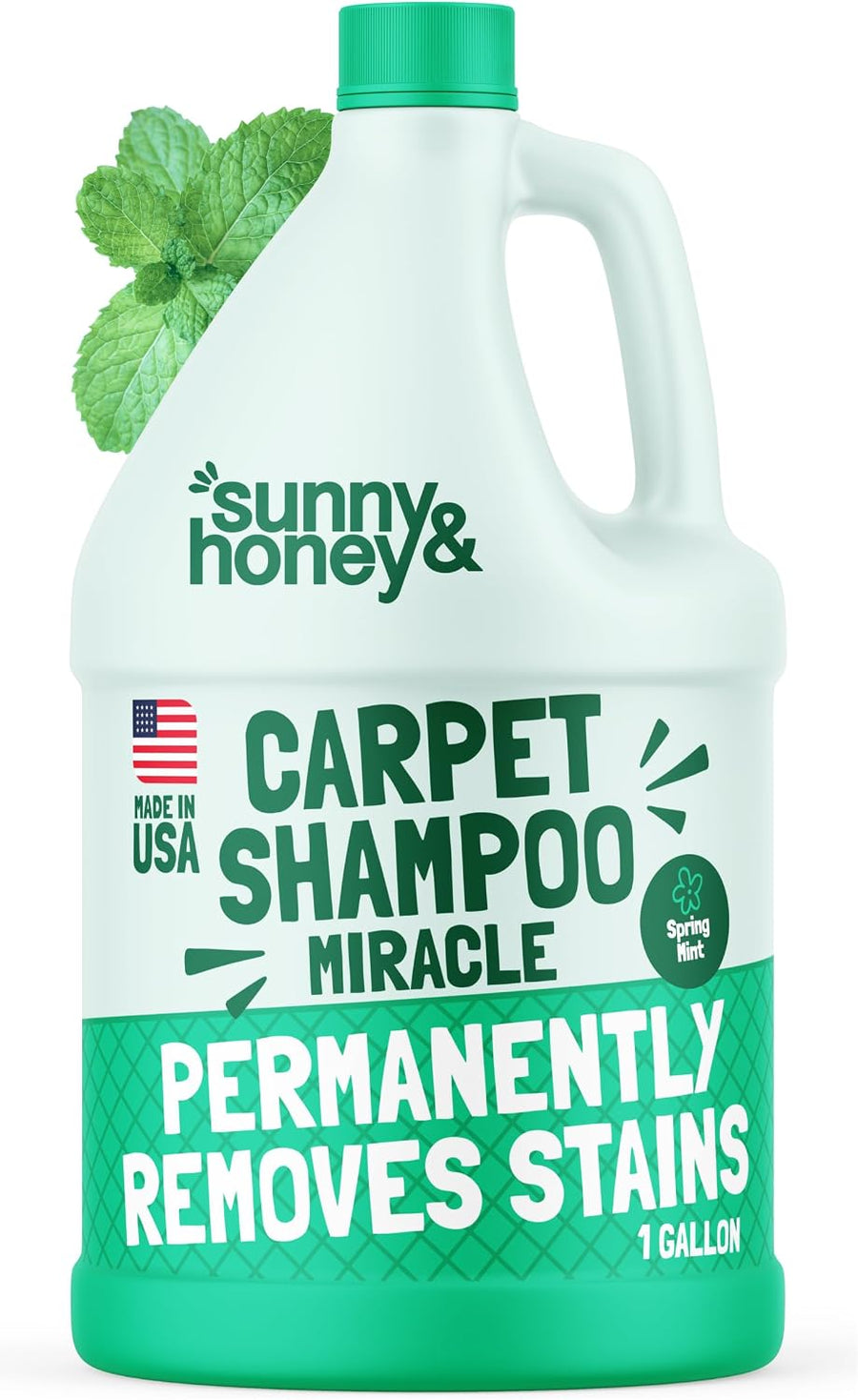 Carpet Cleaner Shampoo Solution for Machines, 1 Gal Mint | USA Made - Stain and Odor Eliminator - Cleans Carpets and Upholstery - for Upright and Spot Cleaners - Concentrated Formula