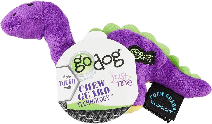 3 Pack of Just for Me Bruto Plush Dog Toys, Small, Purple, with Chew Guard Technology and Puncture-Proof Squeakers