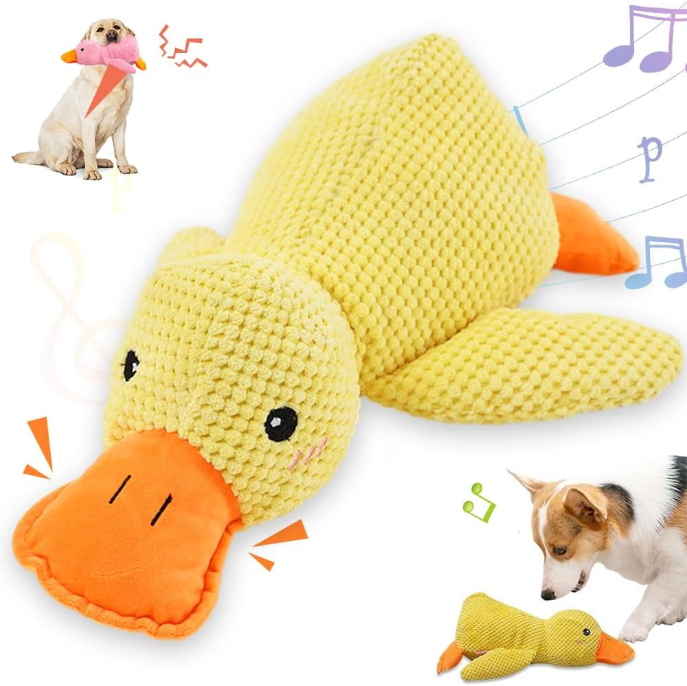 2025 Upgraded Dog Toys for Aggressive Chewers, New Duck Dog Toys for Large Dogs, Puppy Toys Indestructible for Large Medium Small Dogs (Yellow, M-8.66 * 9.87In)