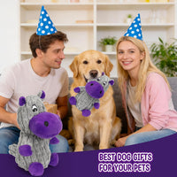 Dog Squeaky Toys, Plush Dog Toys for Large Dogs, Tough Stuffed Animals Hippo Chew Toy, Crinkle Dog Toy to Keep Them Busy for Small Medium Large Breed, Pet Toys for Dogs