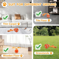 P06 Interactive Dog Toys Dog Balls, Electric Automatic Moving and Rolling Dog Toy with Rope for Small Medium Dogs, Fun Smart Puppy Toy S for Boredom & Training, Dog Toys to Keep Them Busy (Orange) | Auto-Moving Puppy Toys, 3 Modes with RGB Lights & Bird Sounds, Bite-Resistant Rope, IP54 Waterproof, Type-C Fast Charge