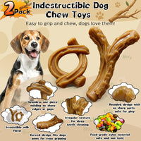 2 Pack Dog Chew Toys for Aggressive Chewers,Indestructible Dog Toy for Medium Large Dogs, Chew Toys to Keep Dogs Busy,Super Chewer with Tough Nylon, Reduce Boredom & Anxiety
