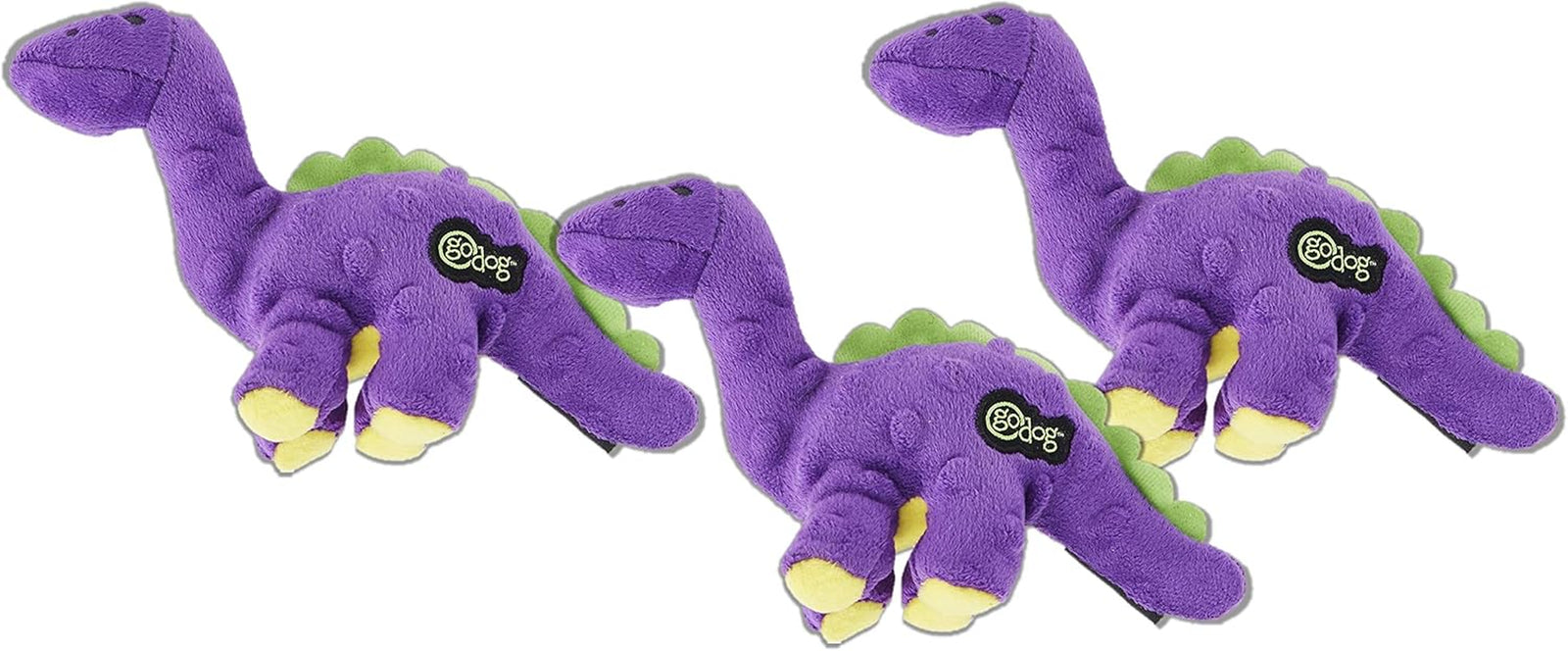 3 Pack of Just for Me Bruto Plush Dog Toys, Small, Purple, with Chew Guard Technology and Puncture-Proof Squeakers