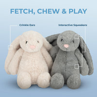 Bunny Buddy Squeaky Plush Dog Toy - Beige, Small | Soft Plush, Squeaks & Crinkles, Perfect for Moderate Chewers, Toss & Fetch Play, Stress & Anxiety Reliever, Ideal Gift Toy