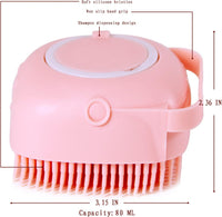 Pet Bath Brush Dog Shampoo Dispenser Dog Bath Brush Scrubber (Pink)