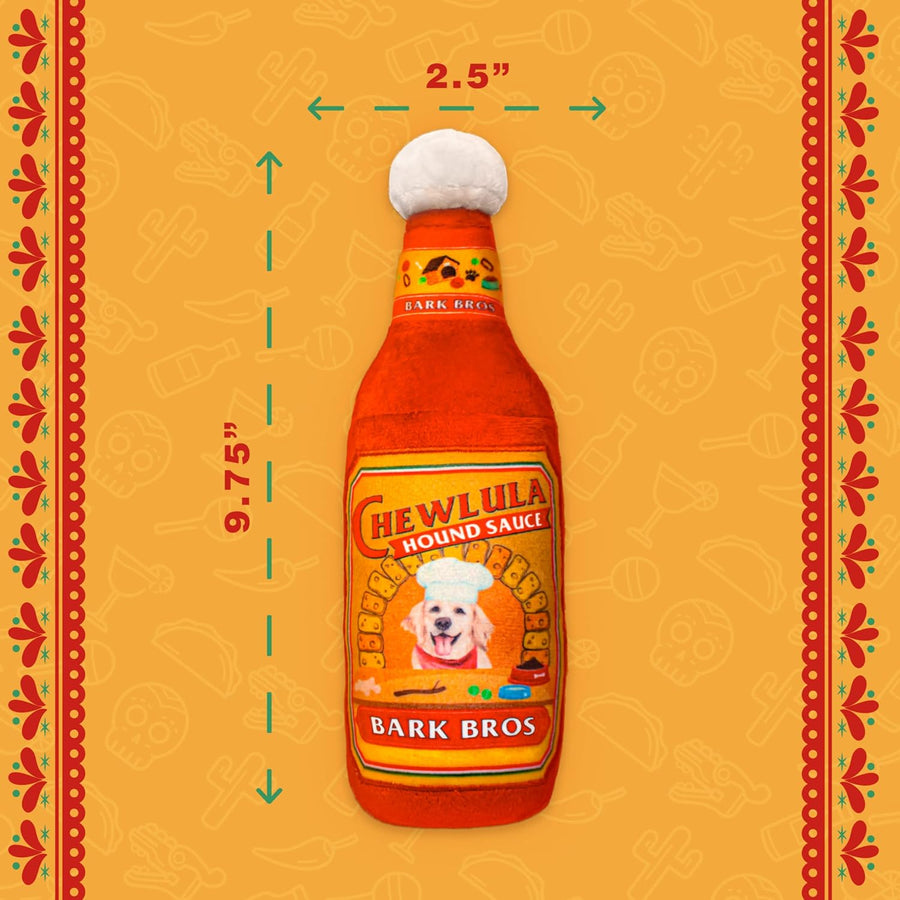 - Sauce Bottle Dog Toy - Plush Squeaky Funny Parody for Birthday - Cute Puppy Gifts for Small, Medium, Large Dogs (Chewlula)