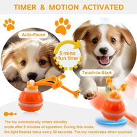 P06 Interactive Dog Toys Dog Balls, Electric Automatic Moving and Rolling Dog Toy with Rope for Small Medium Dogs, Fun Smart Puppy Toy S for Boredom & Training, Dog Toys to Keep Them Busy (Orange) | Auto-Moving Puppy Toys, 3 Modes with RGB Lights & Bird Sounds, Bite-Resistant Rope, IP54 Waterproof, Type-C Fast Charge