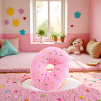 Pink Donut Shape Dog Toys,Plush Pet Toy Sprinkled Donut Dog Chew Toy,No Stuffing Squeaky Plush Toy, Animal Play Toys