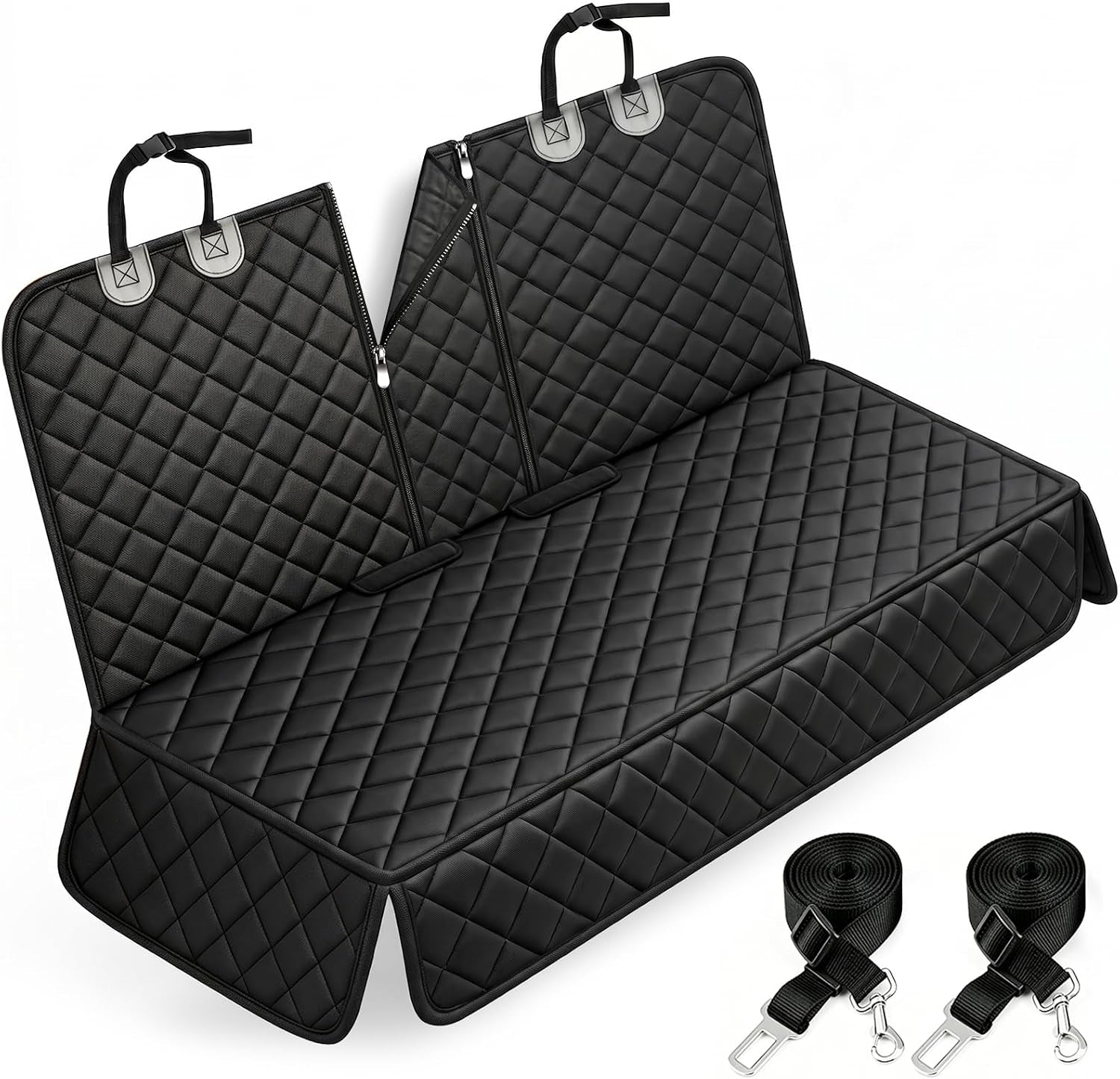 Pet Car Seat Cover Back Seat Cover for Dogs (57" Width) - Black | Waterproof Dog Car Seat Protector Scratchproof Durable Rear Seat Cover Fits Middle Armrest for Cars Suvs Truck