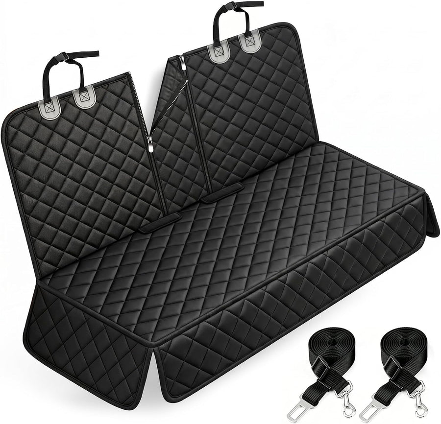 Pet Car Seat Cover Back Seat Cover for Dogs (57" Width) - Black | Waterproof Dog Car Seat Protector Scratchproof Durable Rear Seat Cover Fits Middle Armrest for Cars Suvs Truck