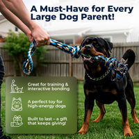 Large Dog Rope Toy, 23.5 Inch, Blue | Dog Rope Toy for Large Dogs, 3 Knot Tug of War Rope, Durable Dog Toy for Aggressive Chewers, Puppy Teething, Cotton Blend