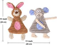 No Stuffing Dog Toys with Squeaker, Durable Dog Chew Toys, Small Dogs & Puppies, Rabbit & Elephant