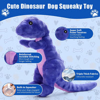 Squeaky Dog Toys Tough Chew Toys for Medium Small Puppy Dogs Stuffed Dinosaur Plush Dog Toy to Keep Them Busy