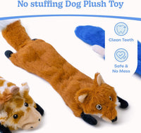 Dog Squeaky Toys No Stuffing 3 Pack, Plush Crinkle Dog Toys for Large Breed, Durable Doggie Chew Cute Animals Puppy Toy for Teething