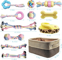 Puppy Chew Toys for Teething Small Dog Toys Puppy Teething Toys Dog Chew Toy Rope Balls Interactive Teeth Cleaning Tug Toys Storage Basket