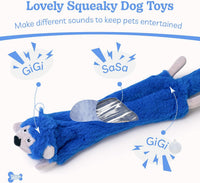Dog Squeaky Toys No Stuffing 3 Pack, Plush Crinkle Dog Toys for Large Breed, Durable Doggie Chew Cute Animals Puppy Toy for Teething