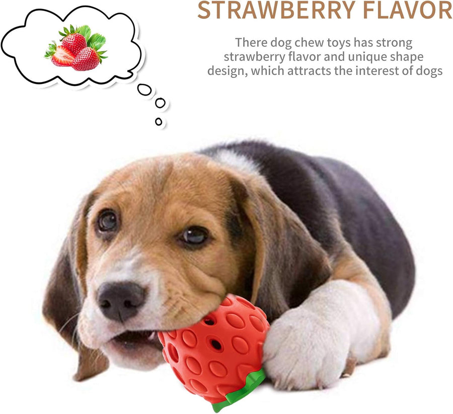 Strawberry Flavor Chew Toy for Aggressive Chewers, Dog Toothbrush Toy, Interactive Dog Toy for Small Medium Dogs